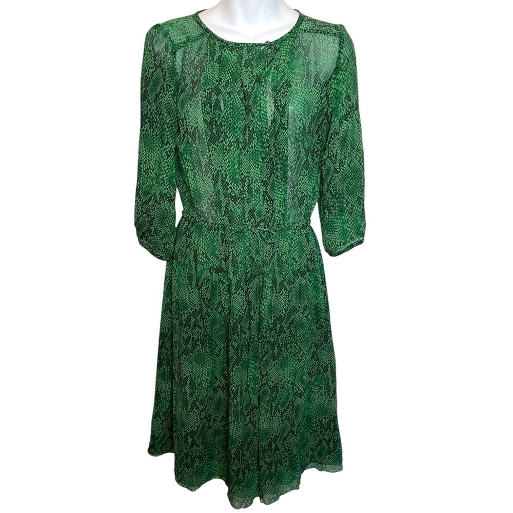 Aritzia Babaton 100% Silk Green Snakeskin Print Dress